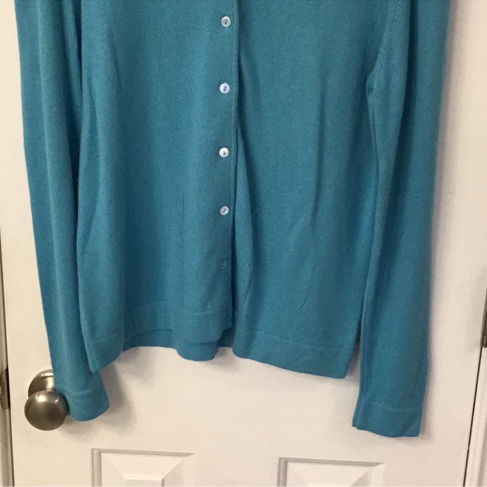 Saks Fifth Avenue Blue Cashmere Cardigan Sweater - Picture 3 of 6